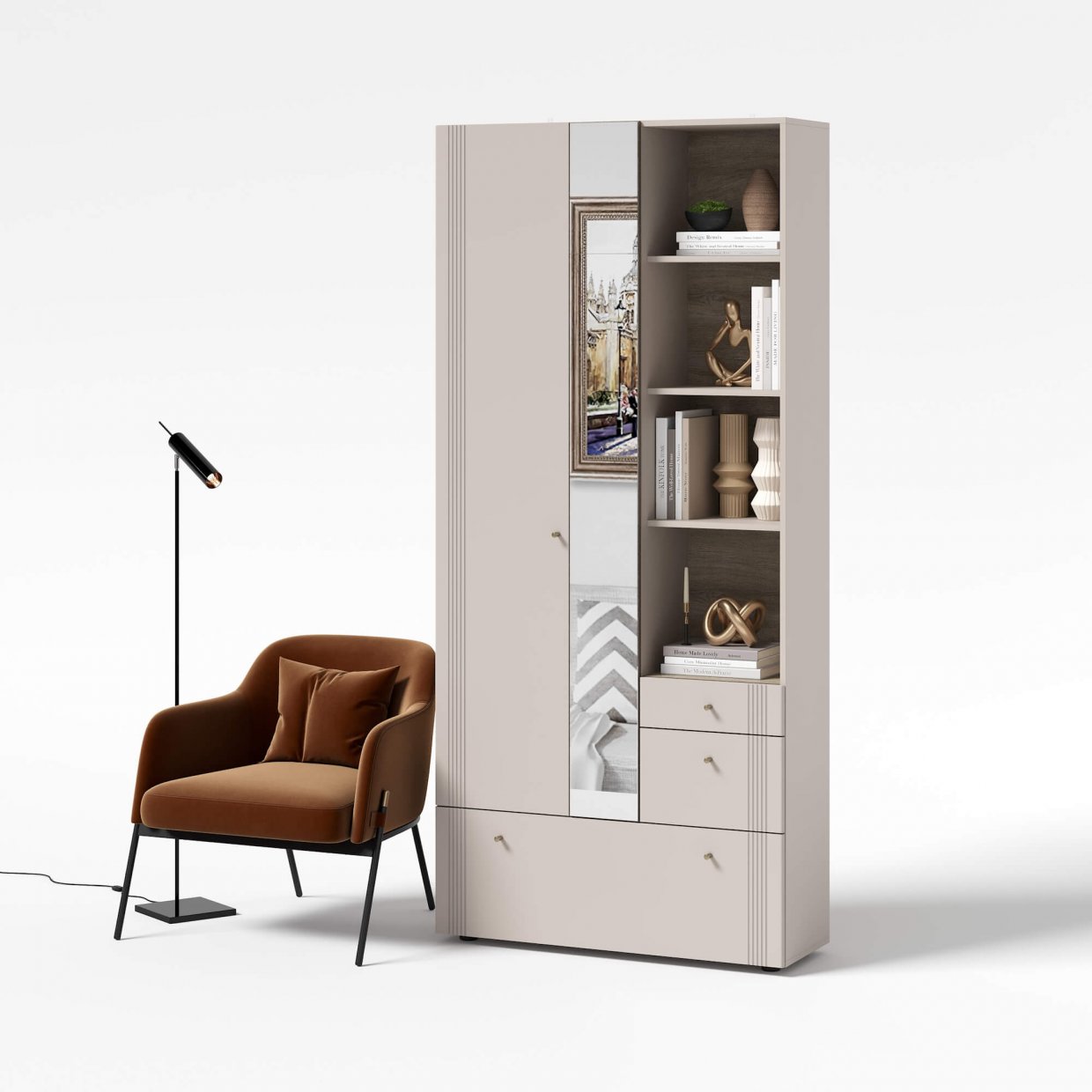 Вешалка с зеркалом Одетта (ВШ1) в Вилюйске - mebel154.com